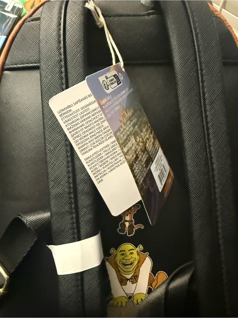 Loungefly Shrek Donkey and Puss in Boots Trio Triple Pocket/Zip Backpack NWT 💚 - Picture 12 of 12